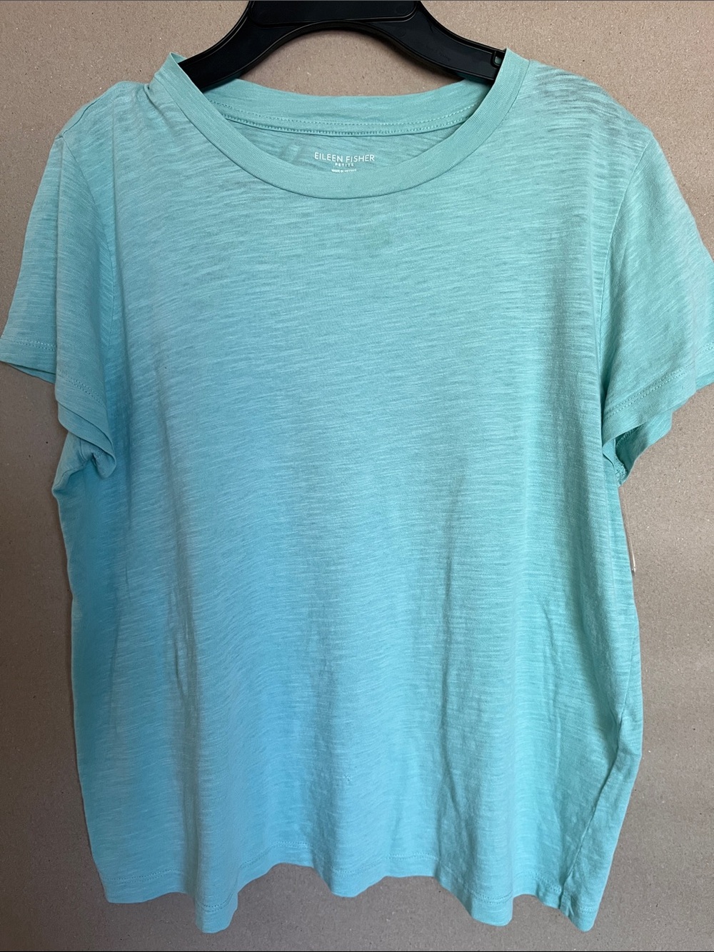 NWOT Eileen Fisher Petite Mint Green Organic Cotton Tee Coastal Grandmother Sz P